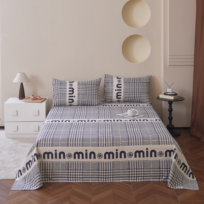 91家纺网 家纺一手货源 找家纺 绒艺席业 2025新款简约原棉印花老粗布床单 山茶花