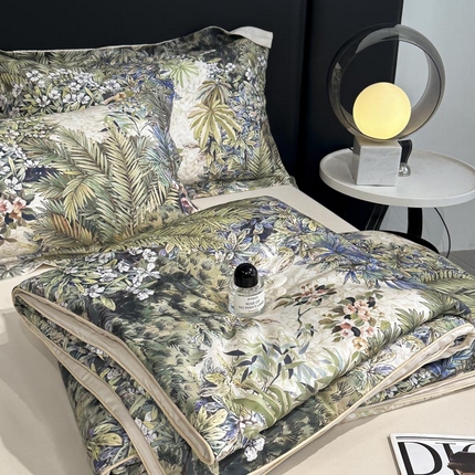 寐绸家纺 2025新款50兰精天丝数码印花大豆纤维夏被 天丝夏被-花园