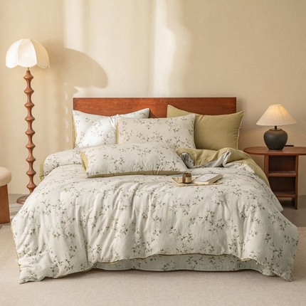 91家纺网 家纺一手货源 找家纺 （总）2025新款40s全棉双层纱圆角吊边款四件套