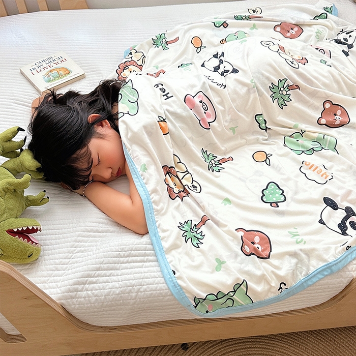 91家纺网 家纺一手货源 找家纺 嗨生活 2025新款婴儿裸睡级凉感针织毯幼儿园夏被儿童夏被毯子 动物集