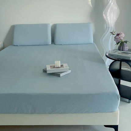 兜米家居 2025新款纯色全棉床笠 静湖蓝
