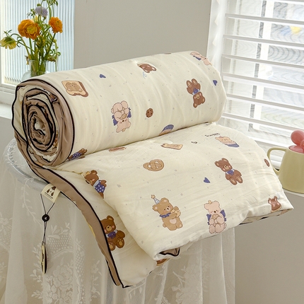 星巴k家纺 2025新款A类水洗双层纱大豆纤维夏被夏凉被空调被 面包小熊