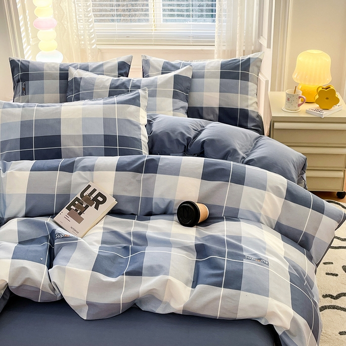 91家纺网 家纺一手货源 找家纺 世爵 2025新款全棉印花小清新套件系列-四件套 风的印季