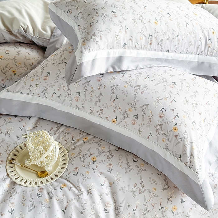 91家纺网 家纺一手货源 找家纺 巧玲珑 2025新款60支A类进口数码印花美式双拼四季款长绒棉四件套 相思坞