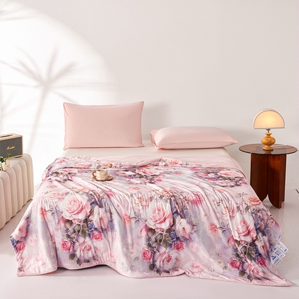 缔锦家纺 2025新款凉感丝印花夏被 杏园暖春