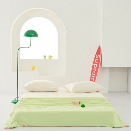 LADYCOCO可可家居 2025新款多巴胺色系凉感夏被 萌芽（浅绿+牙白）