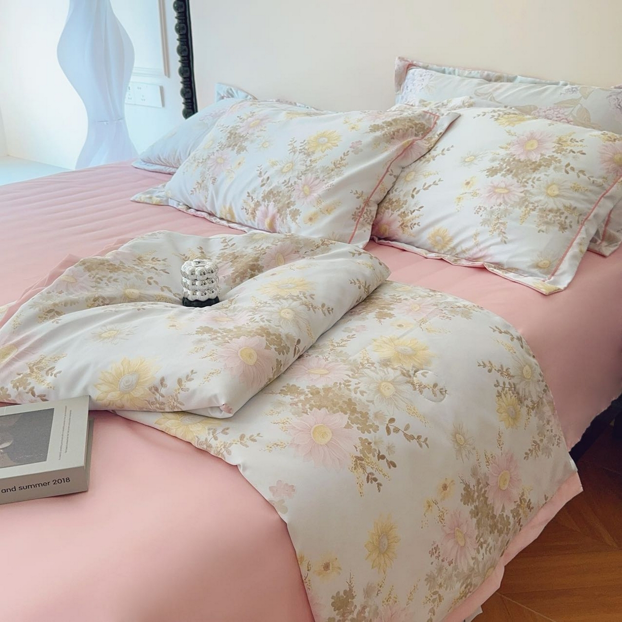 91家纺网 家纺一手货源 找家纺 兜米家居 2025新款水洗天丝夏被四件套 国色天香