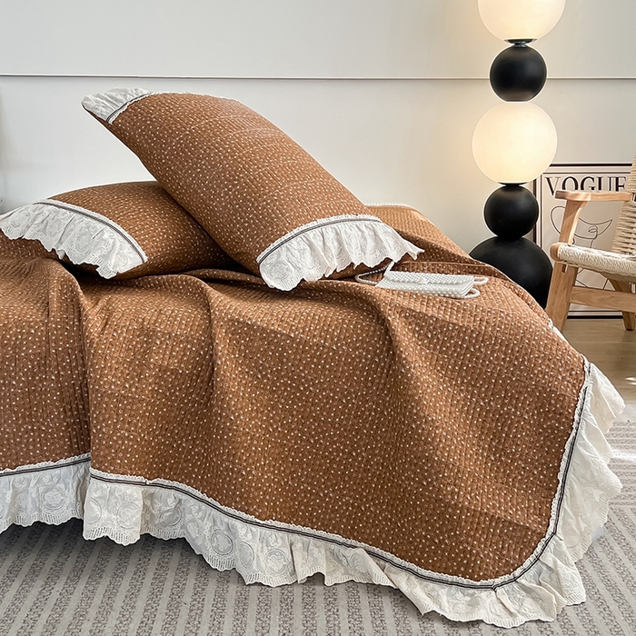 91家纺网 家纺一手货源 找家纺 沐纯家居 2025新款法式小碎花床盖四件套 慕青