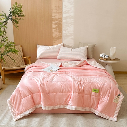91家纺网 家纺一手货源 找家纺 （总）熙宴家纺 2025新款全棉色织水洗棉棉花夏被四件套