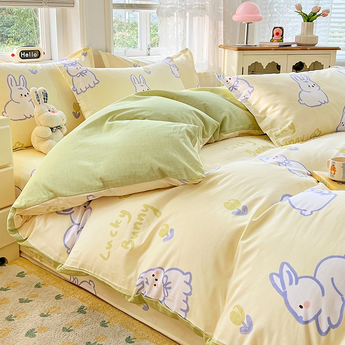 91家纺网 家纺一手货源 找家纺 世爵 2025新款全棉印花小清新单品系列-单被套 吉祥兔