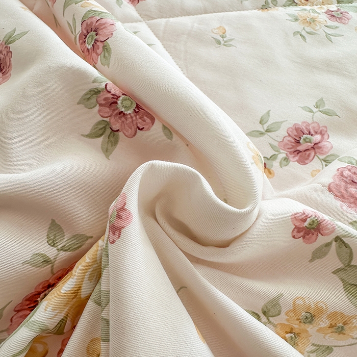 91家纺网 家纺一手货源 找家纺 瑜珠 2025新款A类双面全棉印花夏被夏凉被纯棉空调被 伊芙花语