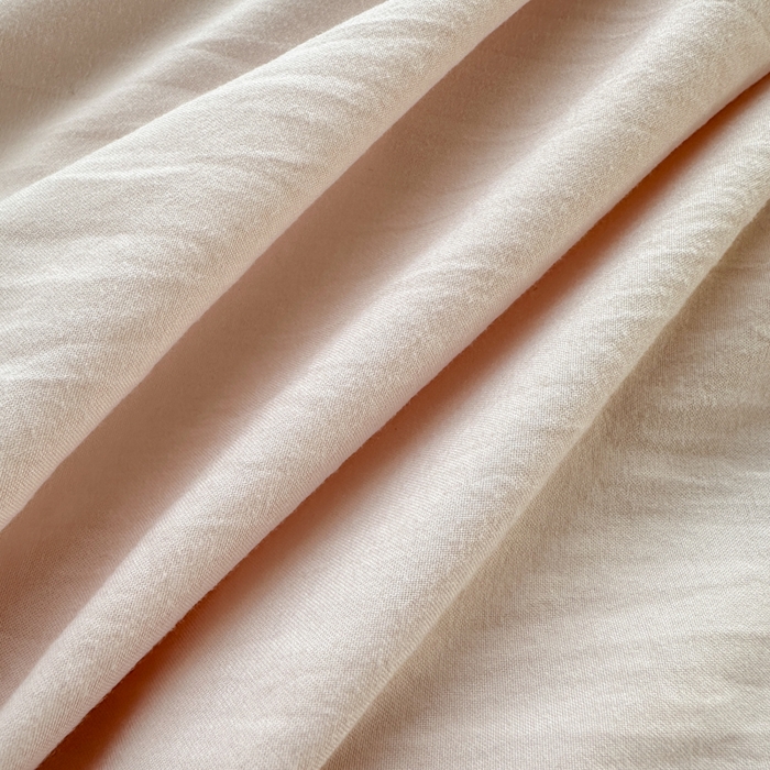 91家纺网 家纺一手货源 找家纺 冕悠家纺 2025新款A类105克超柔褶皱水洗棉拼色四件套-单被套 藕粉+丁香紫