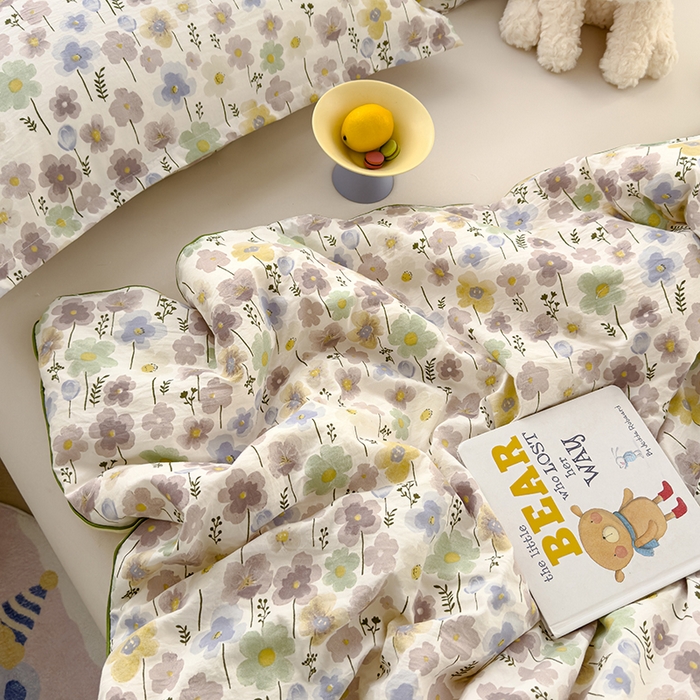 91家纺网 家纺一手货源 找家纺 星巴k家纺 2025新款A类水洗双层纱大豆纤维夏被夏凉被空调被 朵朵花丛