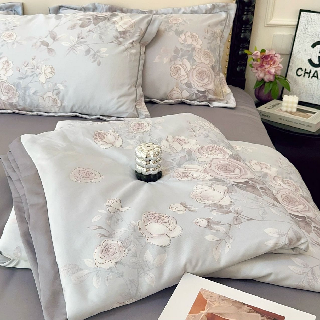 91家纺网 家纺一手货源 找家纺 兜米家居 2025新款水洗天丝夏被四件套 玫瑰芬芳