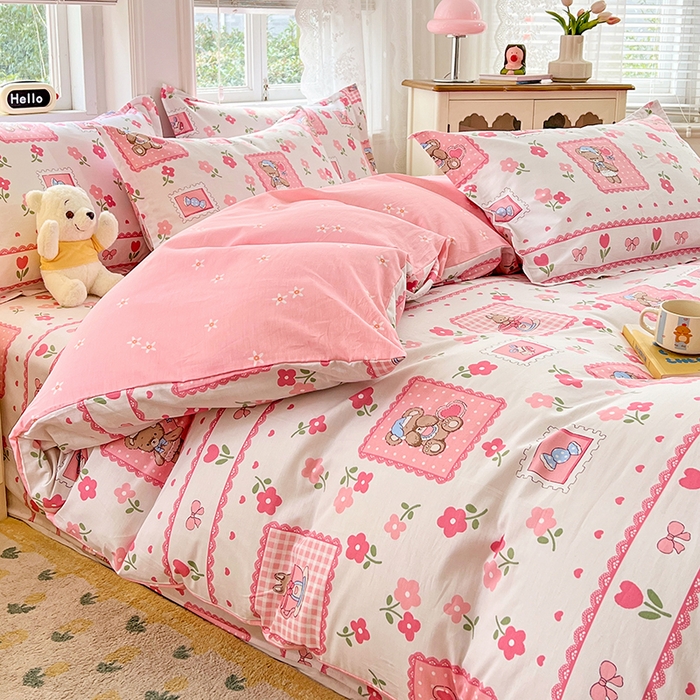 91家纺网 家纺一手货源 找家纺 世爵 2025新款全棉印花小清新单品系列-单被套 花园派对-米