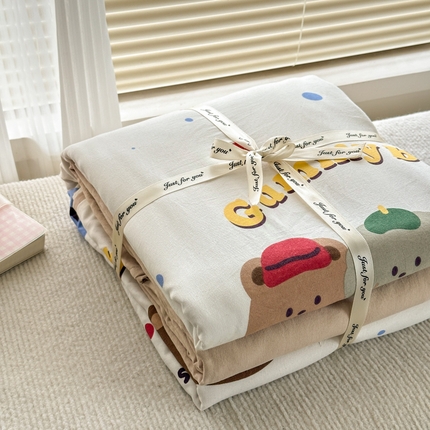 91家纺网 家纺一手货源 找家纺 冕悠家纺 2025新款A类高克重糯叽叽超柔糯水洗棉印花四件套 熊熊联盟