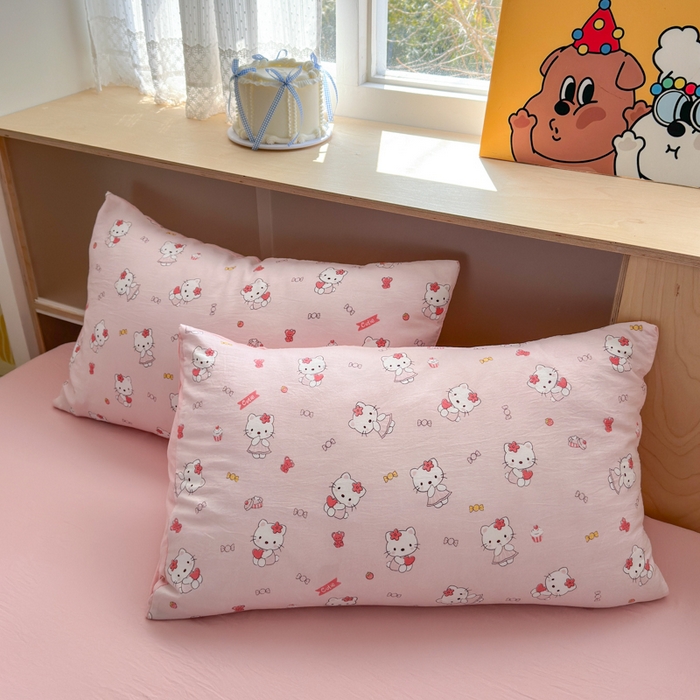 91家纺网 家纺一手货源 找家纺 冕悠家纺 2025新款A类高克重糯叽叽超柔糯水洗棉印花四件套 KT喵