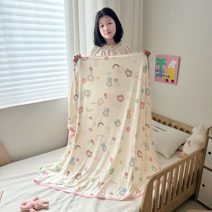 91家纺网 家纺一手货源 找家纺 嗨生活 2025新款婴儿裸睡级凉感针织毯幼儿园夏被儿童夏被毯子 可爱萌趣
