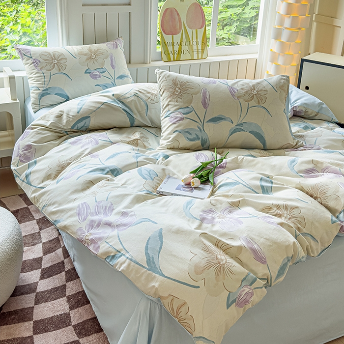 91家纺网 家纺一手货源 找家纺 澳梵家居 2025新款小清新全棉印花四件套 沁园