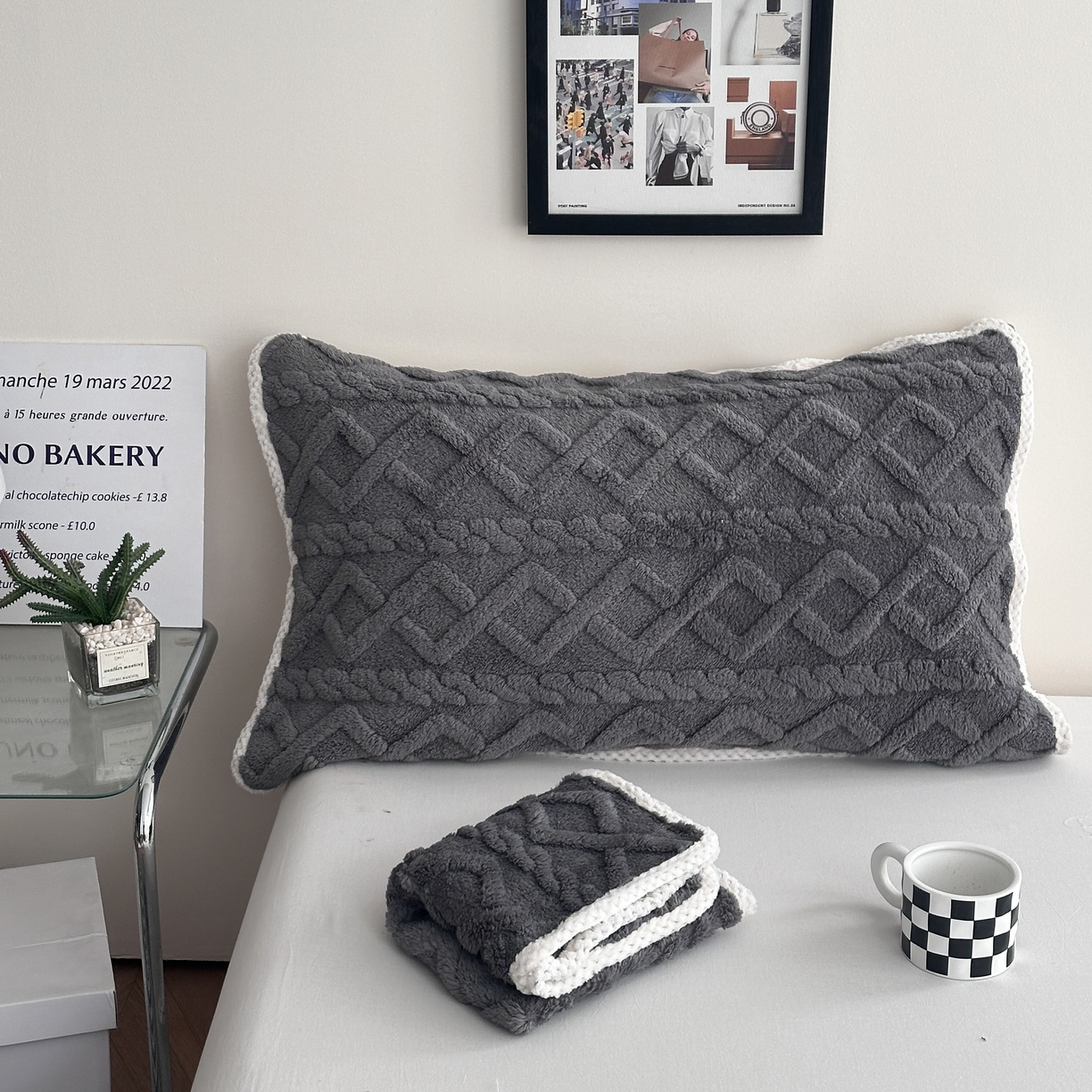 91家纺网 家纺一手货源 找家纺 乐嘉盈 2025新款塔芙绒枕皮 黑色