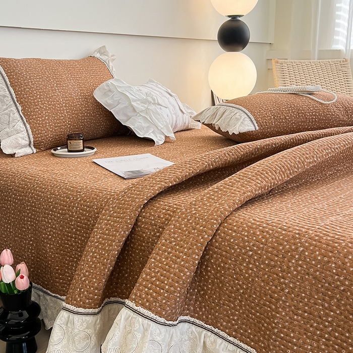 91家纺网 家纺一手货源 找家纺 沐纯家居 2025新款法式小碎花床盖四件套 慕青