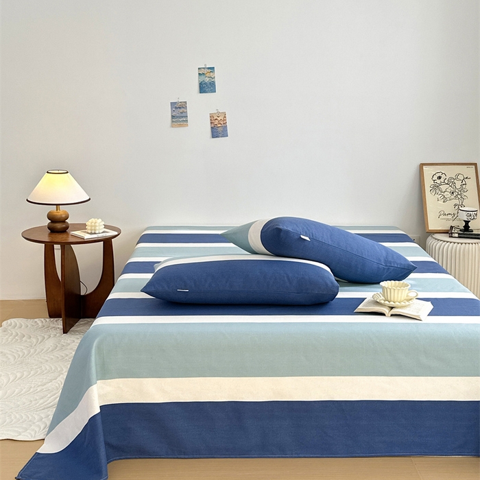 91家纺网 家纺一手货源 找家纺 绒艺席业 2025新款简约原棉印花老粗布床单 明治