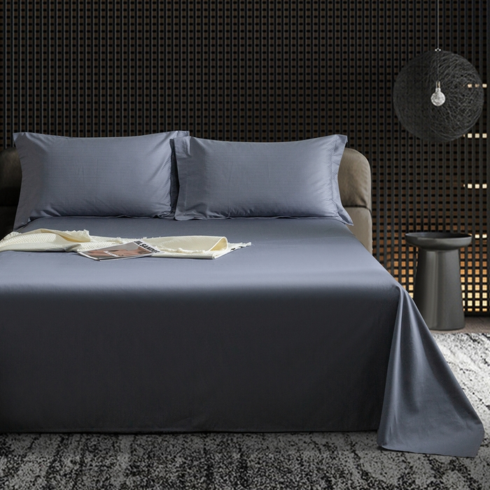 91家纺网 家纺一手货源 找家纺 121  2025新款高支高密提花长绒棉纯棉四件套-线条艺术 瑞士蓝