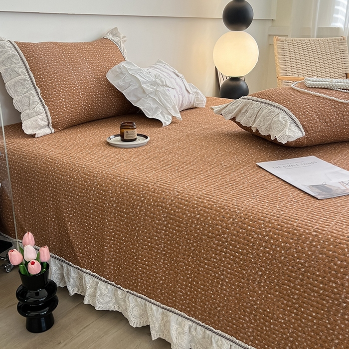 91家纺网 家纺一手货源 找家纺 沐纯家居 2025新款法式小碎花床盖四件套 慕青