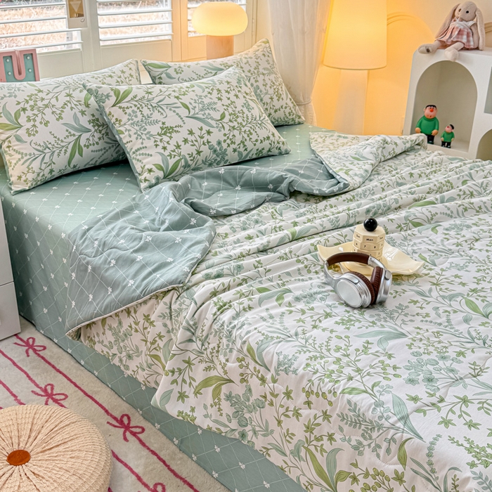 91家纺网 家纺一手货源 找家纺 洺兰家居 2025新款A类全棉印花麻绳款夏被四件套 半夏