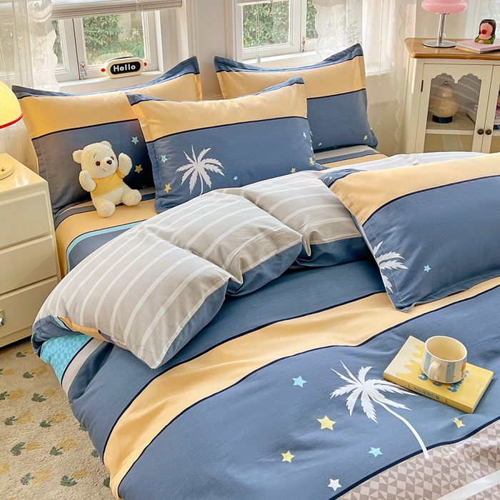 91家纺网 家纺一手货源 找家纺 世爵 2025新款全棉印花小清新单品系列-单被套 漫步云端