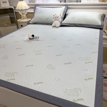 孩子王家纺 2025新款冰丝席提花冰豆豆床单床笠-sheep系列 sheep sheep-绿