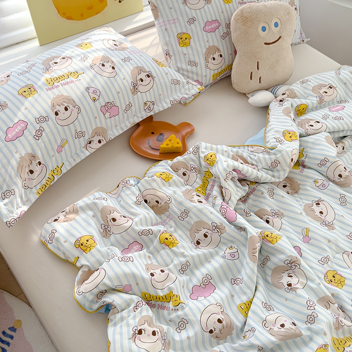 91家纺网 家纺一手货源 找家纺 星巴k家纺 2025新款A类水洗双层纱大豆纤维夏被夏凉被空调被 不二吖