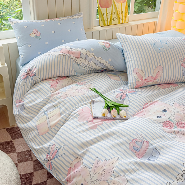 91家纺网 家纺一手货源 找家纺 澳梵家居 2025新款小清新全棉印花四件套 浪漫时光