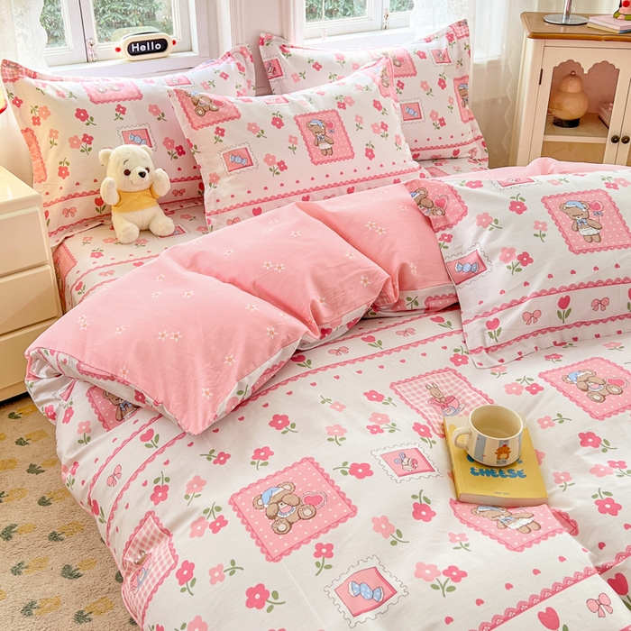 91家纺网 家纺一手货源 找家纺 世爵 2025新款全棉印花小清新单品系列-单被套 花园派对-米