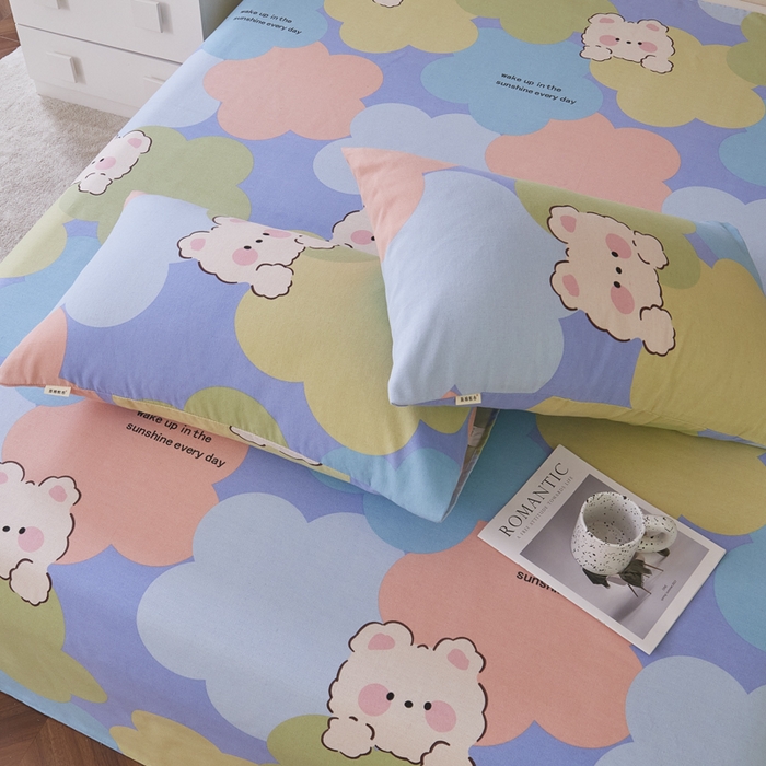 91家纺网 家纺一手货源 找家纺 绒艺席业 2025新款简约原棉印花老粗布床单 春日蜜糖