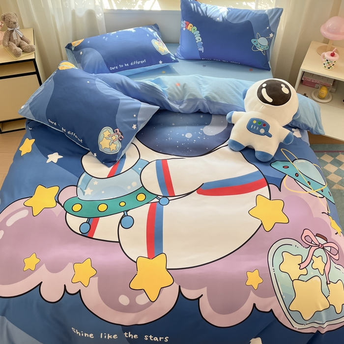 91家纺网 家纺一手货源 找家纺 博雅 2025新款纯棉宇航员四件套 星际宇航员