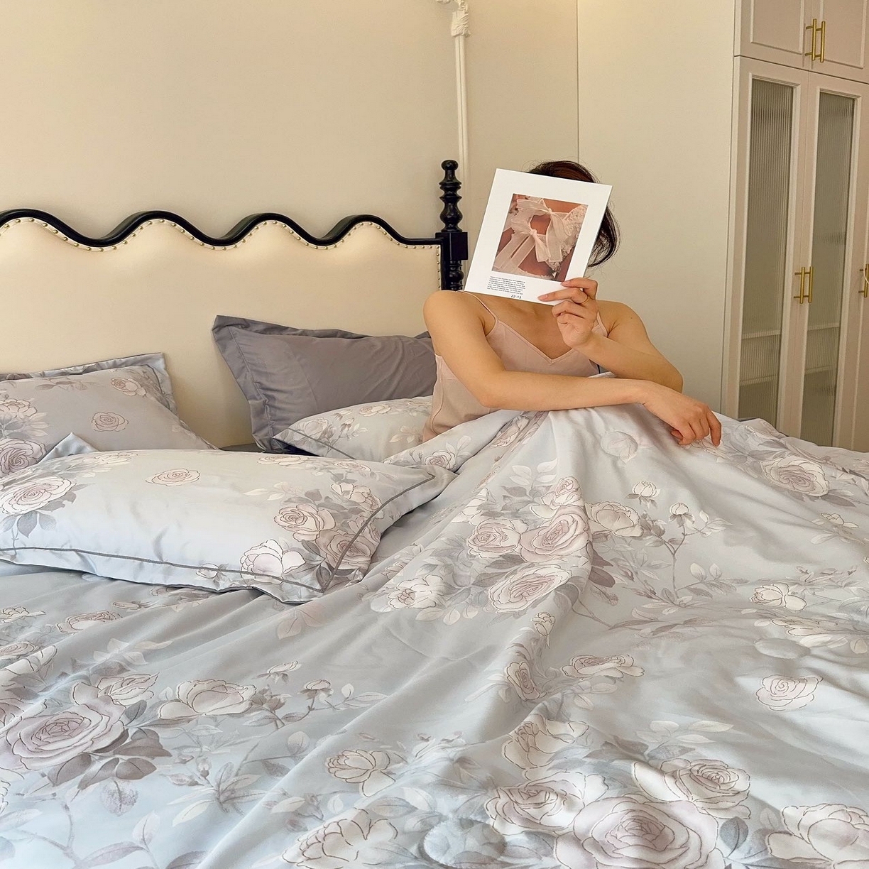 91家纺网 家纺一手货源 找家纺 兜米家居 2025新款水洗天丝夏被四件套 玫瑰芬芳