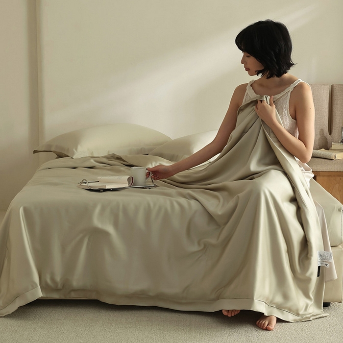 91家纺网 家纺一手货源 找家纺 良品汇馆 2025【60S莱赛尔天丝夏凉被】日式无印兰精天丝夏被良品60天丝夏凉被空调被夏季凉感被子四件套 浅浅绿