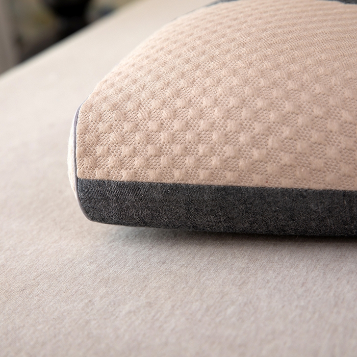 91家纺网 家纺一手货源 找家纺 九州枕芯 2025新款针织双拼纯荞麦枕 卡其色