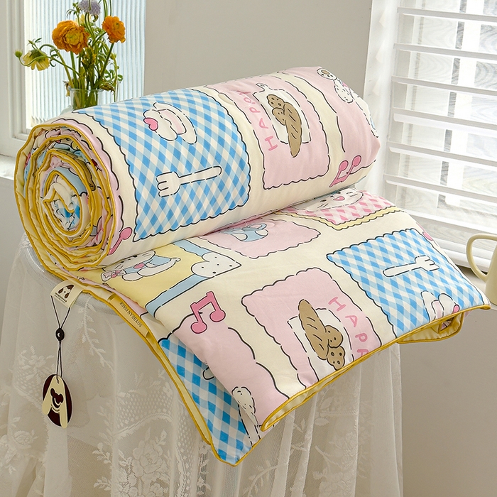 91家纺网 家纺一手货源 找家纺 星巴k家纺 2025新款A类水洗双层纱大豆纤维夏被夏凉被空调被 可爱猫咪