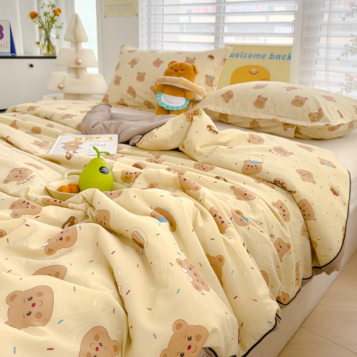 91家纺网 家纺一手货源 找家纺 星巴k家纺 2025新款A类水洗双层纱大豆纤维夏被夏凉被空调被 可乐熊