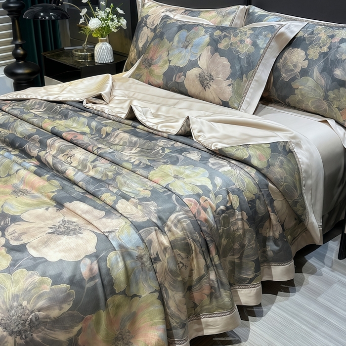 91家纺网 家纺一手货源 找家纺 欧夏2025春夏新款兰精天丝数码印花镂空夏被夏凉被空调被 暗香