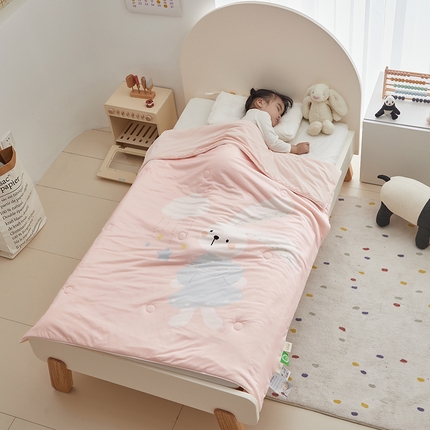 荷马之梦 2025新款大版针织棉凉感丝AB版大豆儿童夏被 蓝风铃兔