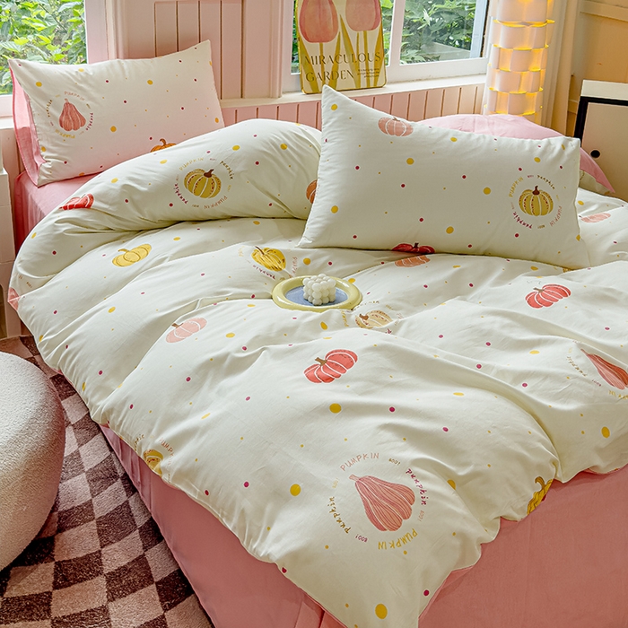 91家纺网 家纺一手货源 找家纺 澳梵家居 2025新款小清新全棉印花四件套 万事不楠