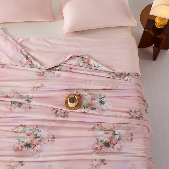 91家纺网 家纺一手货源 找家纺 缔锦家纺 2025新款凉感丝印花夏被 暮云花香