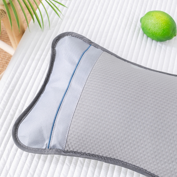 91家纺网 家纺一手货源 找家纺 2025新款凉感席夏季冰藤枕茶叶枕头凉豆豆席护颈椎竹席枕芯单人冰丝凉枕  冰豆圆枕-灰30x50