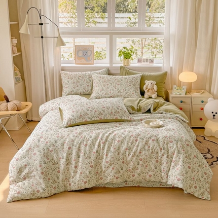 91家纺网 家纺一手货源 找家纺 （总）2025新款40s全棉双层纱圆角吊边款四件套