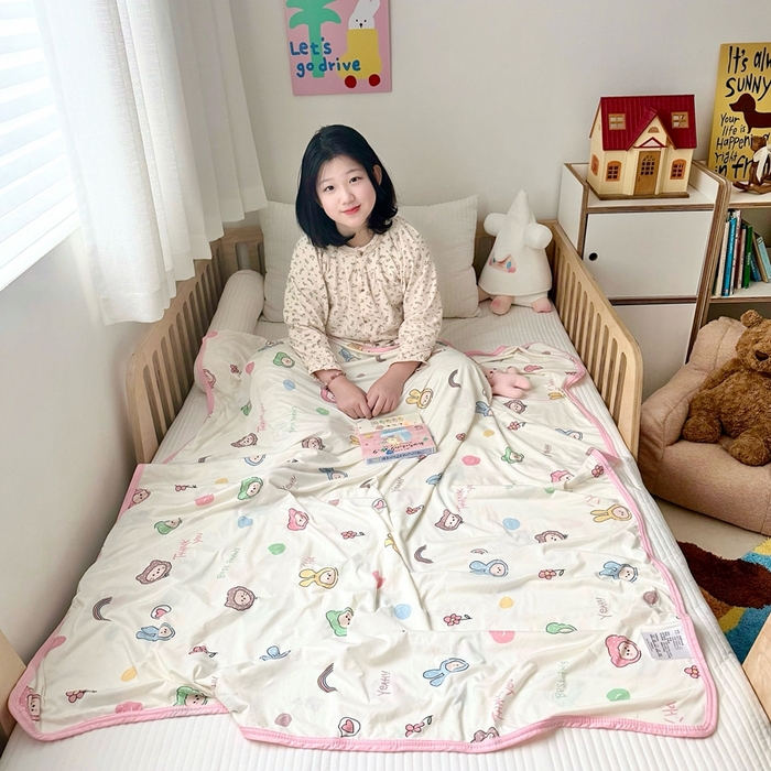 91家纺网 家纺一手货源 找家纺 嗨生活 2025新款婴儿裸睡级凉感针织毯幼儿园夏被儿童夏被毯子 可爱萌趣