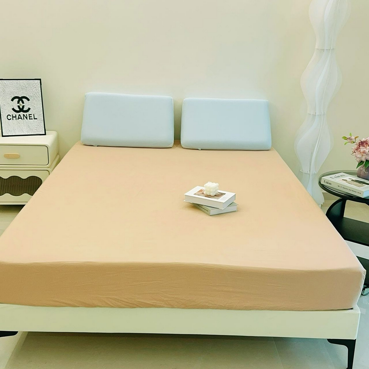 91家纺网 家纺一手货源 找家纺 兜米家居 2025新款纯色全棉床笠 伯爵姜茶