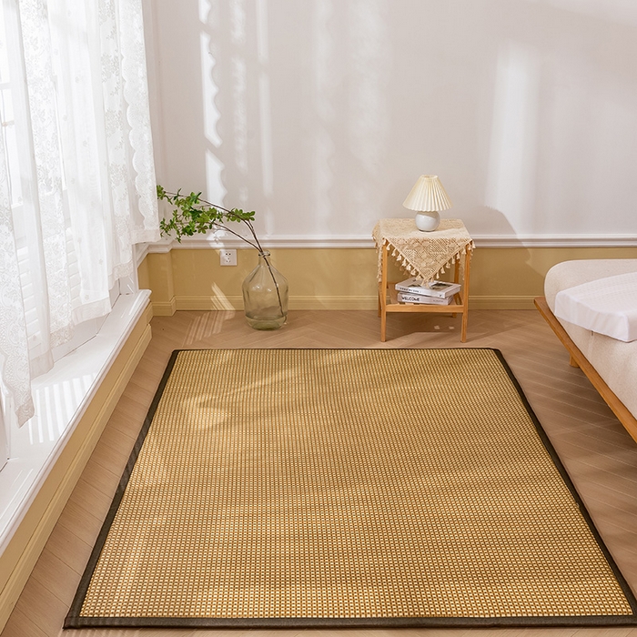 91家纺网 家纺一手货源 找家纺 2025新款包边工艺凉感冰藤地铺睡垫系列凉席地垫 白玉藤